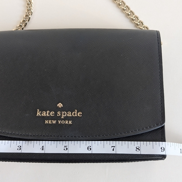 Kate Spade Carson Handbag Short Chain Strap Black Saffiano Leather Gold Tone - Picture 12 of 15